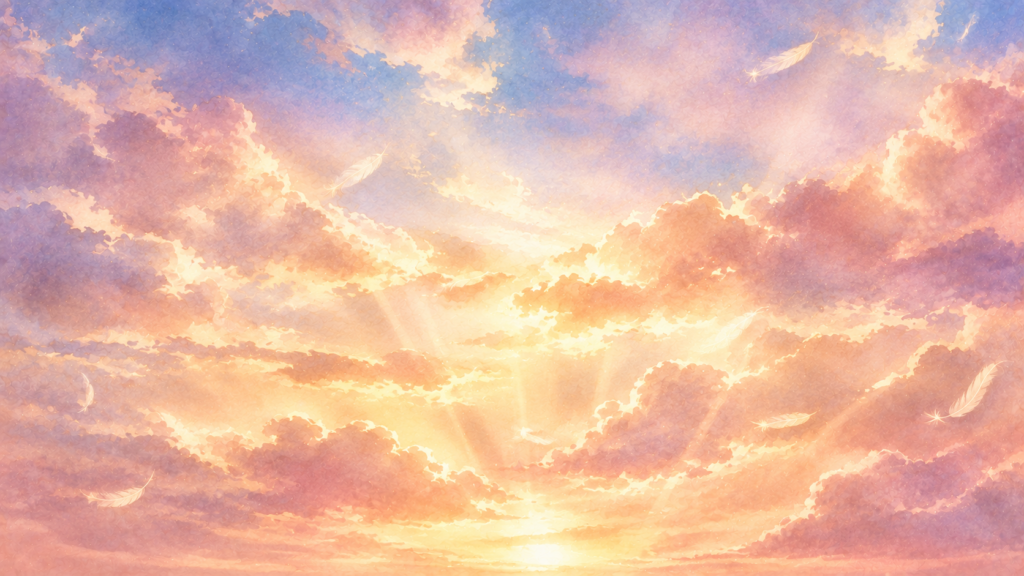 光が差し込む夕暮れの空と雲